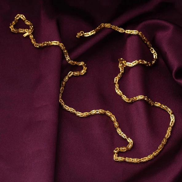 14 Ayar Altın 3 mm. Kral Zincir 65 cm - Resim 6