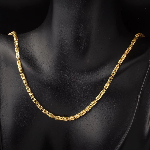 14 Ayar Altın 3 mm. Kral Zincir 65 cm - Resim 4