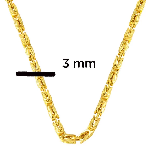 14 Ayar Altın 3 mm. Kral Zincir 65 cm - Resim 5
