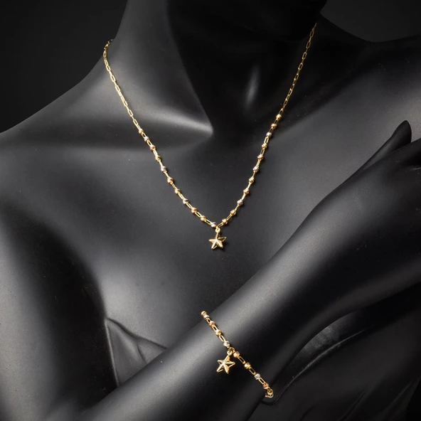 Yıldız Dorika Kolye Bileklik Altın Takı Seti - Resim 2