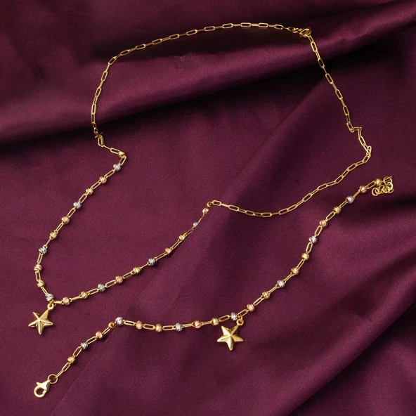 Yıldız Dorika Kolye Bileklik Altın Takı Seti - Resim 3