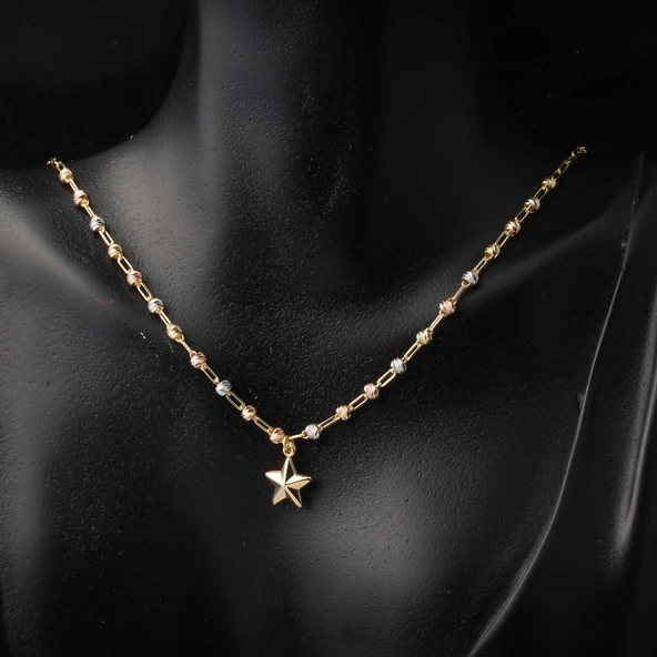 Yıldız Dorika Kolye Bileklik Altın Takı Seti - Resim 4