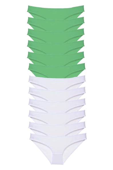 12 adet Eko Set Likralı Kadın Slip Külot Yeşil Beyaz ürün görseli 1