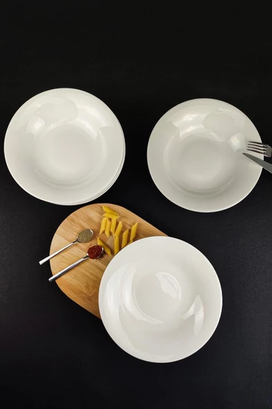 Digithome 6'lı Istanbul Form Porselen Çukur Tabak Yemek Tabağı Seti 20 Cm Krem – Tl4034361 C320.003 - 2