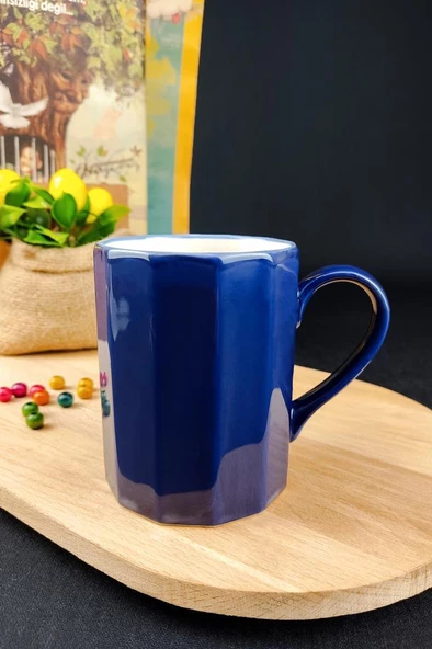 Digithome Octagon Porselen Kupa 250 Ml Mavi - TL4028186 C320.003