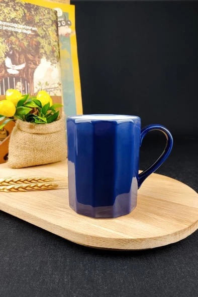 Digithome Octagon Porselen Kupa 250 Ml Mavi - TL4028186 C320.003 - 3