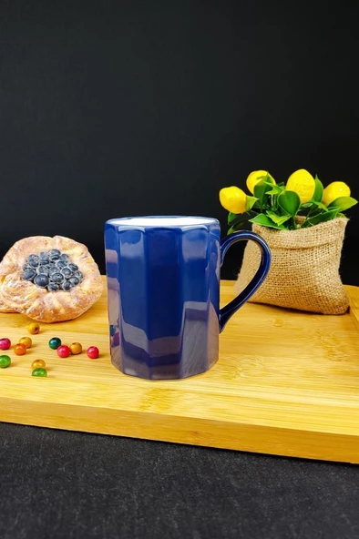 Digithome Octagon Porselen Kupa 250 Ml Mavi - TL4028186 C320.003 - 2