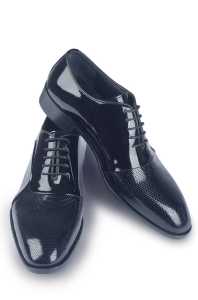 Cengiz İnler Lazer İşlemeli Bağcıklı Erkek Rugan Ayakkabı - 5