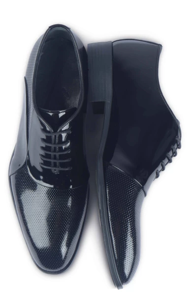 Cengiz İnler Lazer İşlemeli Bağcıklı Erkek Rugan Ayakkabı - 4