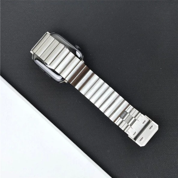 Apple Watch 8 7 6 5 4 3 Se Ultra 42 / 44 / 45 / 49 MM Uyumlu Metal Paslanmaz Çelik Kordon - 9