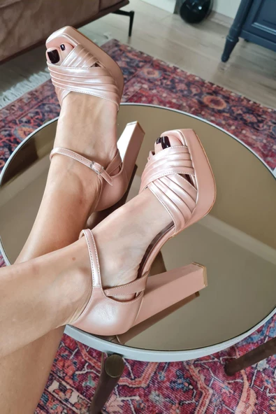 135 6129 Topukla Kadın Platform Abiye Ayakkabı - Resim 7