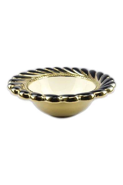 Digithome Callavi Yuvarlak Porselen Salata Kasesi 29 Cm Siyah Gold - Gbo 174 C320.113 - 2