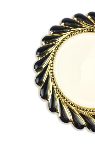 Digithome Callavi Yuvarlak Servis Tabağı 33 Cm Siyah Gold - GBO 177 C320.113 - 3