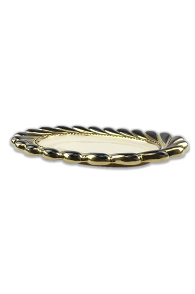 Digithome Callavi Oval Servis Tabağı 39 Cm Siyah Gold - Gbo 180 C320.113 - 4
