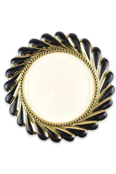 Digithome Callavi Yuvarlak Servis Tabağı 33 Cm Siyah Gold - GBO 177 C320.113