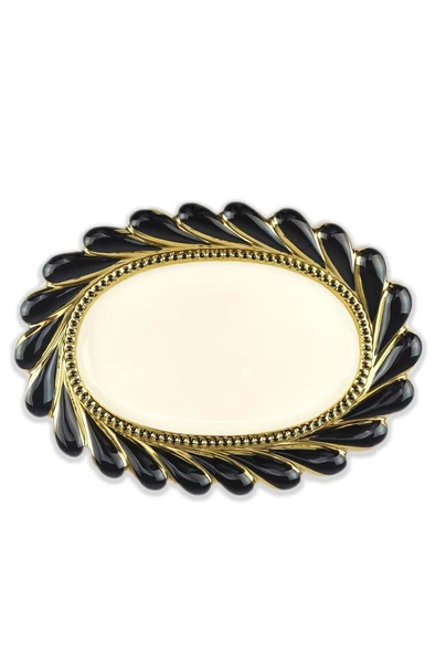 Digithome Callavi Oval Servis Tabağı 39 Cm Siyah Gold - Gbo 180 C320.113 - 2