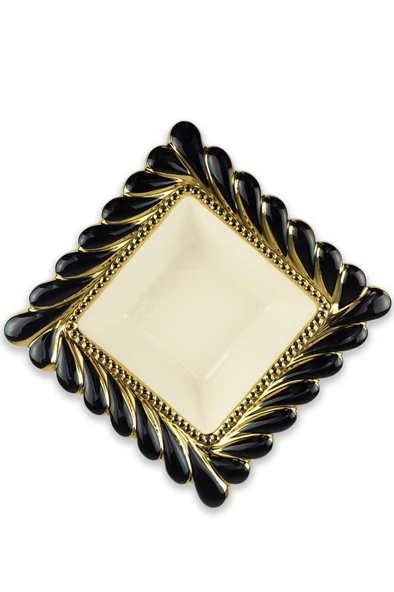 Digithome Callavi Kare Salata Kasesi 29 Cm Siyah Gold - GBO 189 C320.113 - 3