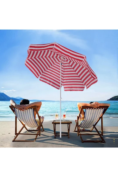 Exent 200 cm Plaj Şemsiyesi, bahçe şemsiyesi, balkon şemsiyesi, eğilebilen şemsiye - 12