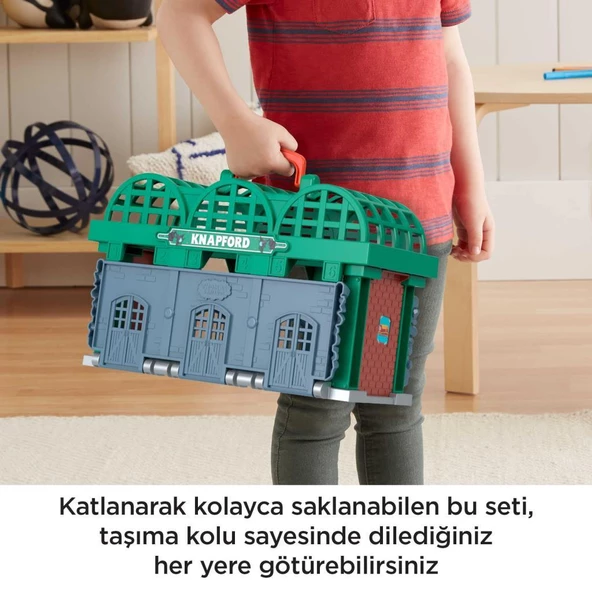 Thomas ve Arkadaşları Knapford İstasyonu tren seti, 2'si 1 arada pist oyun seti ve saklama kutusu HGX63 - 4
