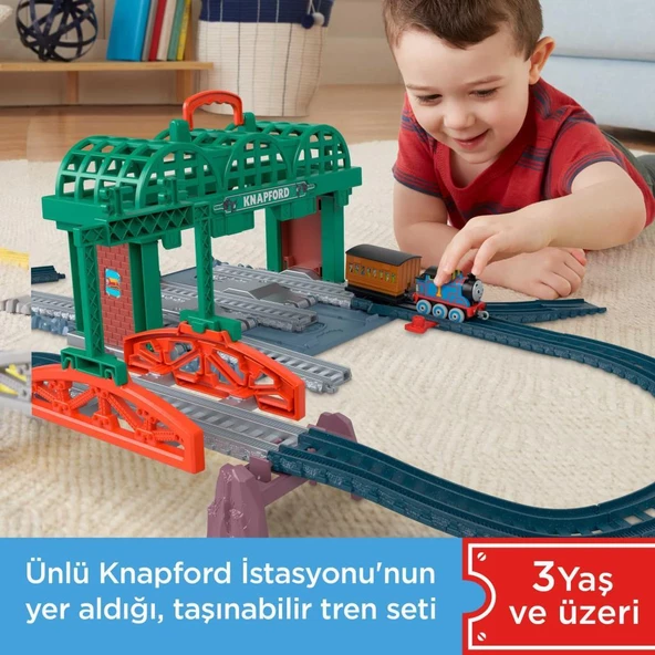 Thomas ve Arkadaşları Knapford İstasyonu tren seti, 2'si 1 arada pist oyun seti ve saklama kutusu HGX63 - 2