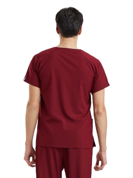 BASIC- Erkek Likralı Bordo Üniforma Üst - 3