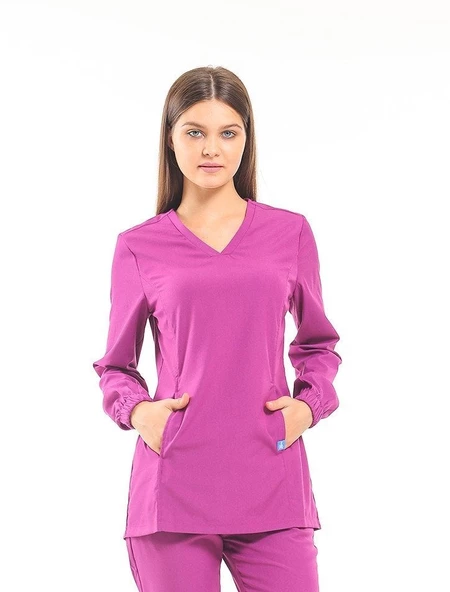 TULİP Kadın Likralı Tesettür Pembe Üniforma Üst ürün görseli