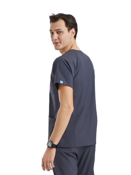 BASIC- Erkek Likralı Koyu Gri Üniforma Üst - Resim 3