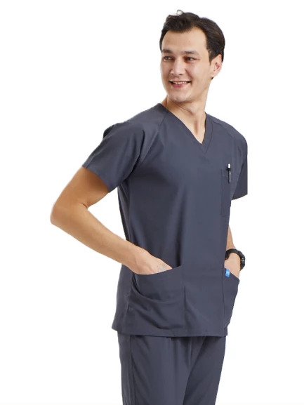 BASIC- Erkek Likralı Koyu Gri Üniforma Üst - Resim 2