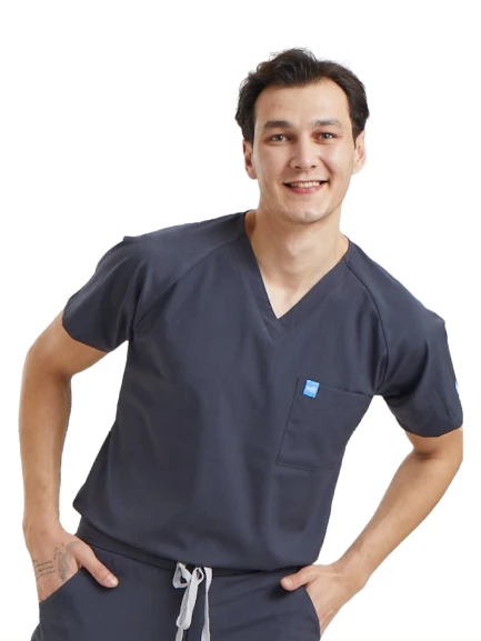 JOGGER- Erkek Likralı Koyu Gri Üniforma Üst