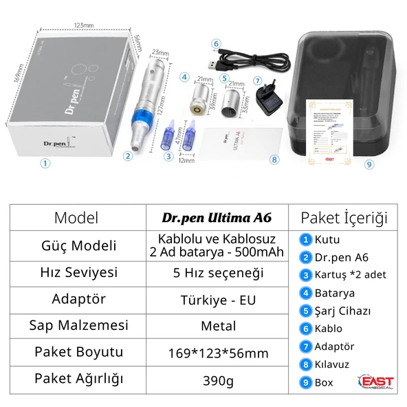Dr Pen A6 Dermapen Şarjlı Yedek Bataryalı Orijinal Dermaroller - Dermapen Cihazı - Resim 10