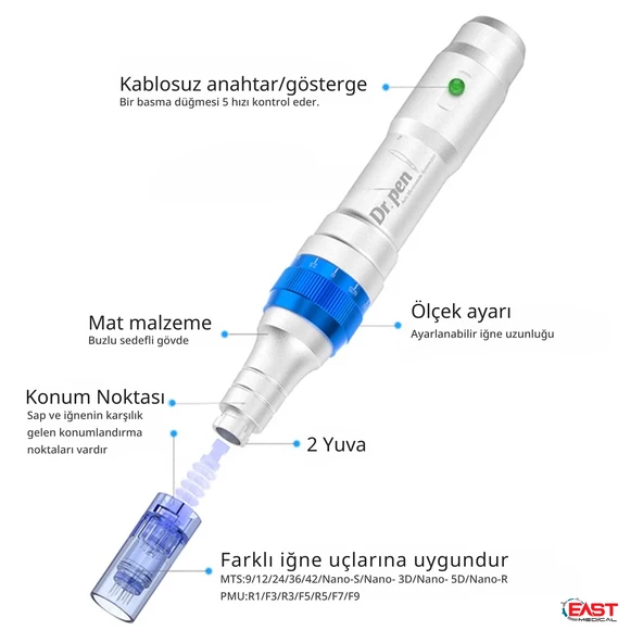 Dr Pen A6 Dermapen Şarjlı Yedek Bataryalı Orijinal Dermaroller - Dermapen Cihazı - Resim 8