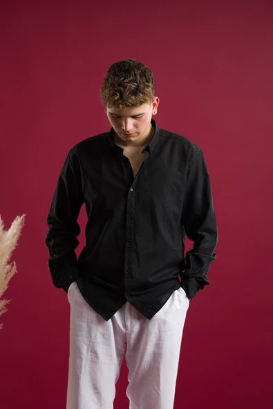 SLİMFİT UZUN KOL KETEN ERKEK YAZLIK GÖMLEK - 7