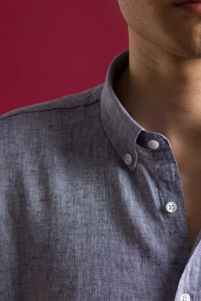 SLİMFİT UZUN KOL KETEN ERKEK YAZLIK GÖMLEK - 5