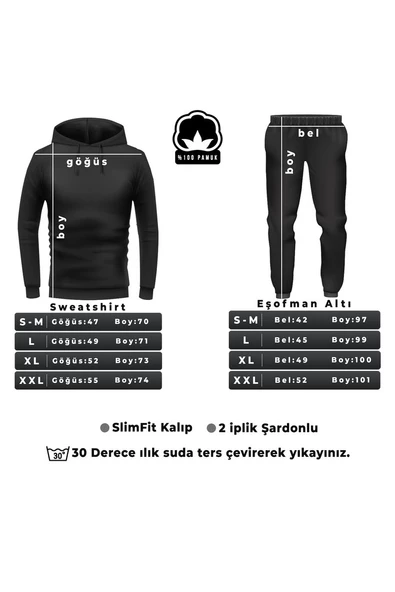 Unisex Butterfly & Letter Graphic Baskılı Eşofman Takımı - 11