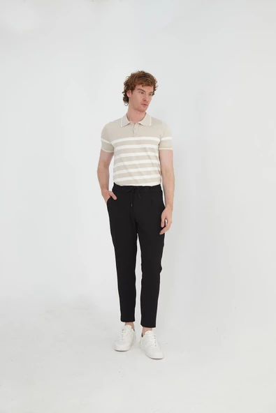 Erkek Regular Fit Fermuarlı ve Bağcıklı Rahat Jogger Pantolon - 2