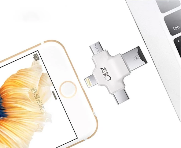 Polham 3in1 Micro, Type-C, İphone Lightning Uyumlu Micro SD Hafıza Kart Okuyucu, Universal Card Reader - 5
