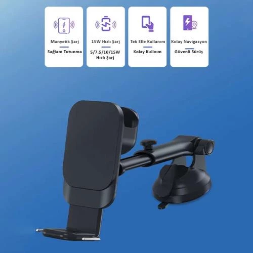 Polham 3in1 15W Magsafe İphone 12,13,14 Serisi, Airpods ve Apple Watch Kablosuz Şarjlı Telefon Tutucu - 4