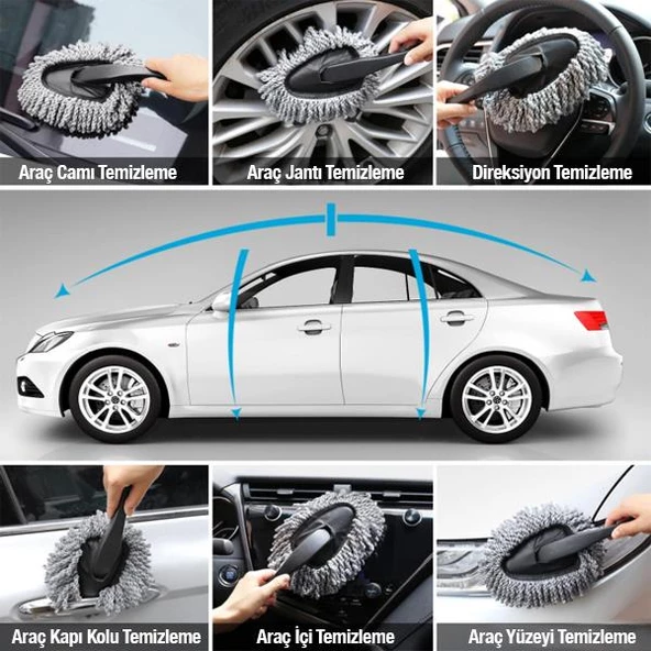 Polham 6 Parçalı Araba, Motorsiklet İçin Detaylı Temizleme Seti, Oto Bakım Seti, Mikrofiber Set - 2