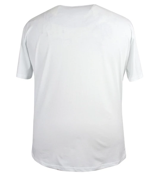 Baskılı Erkek Büyük Beden Bisiklet Yaka Tişört Beyaz - 4