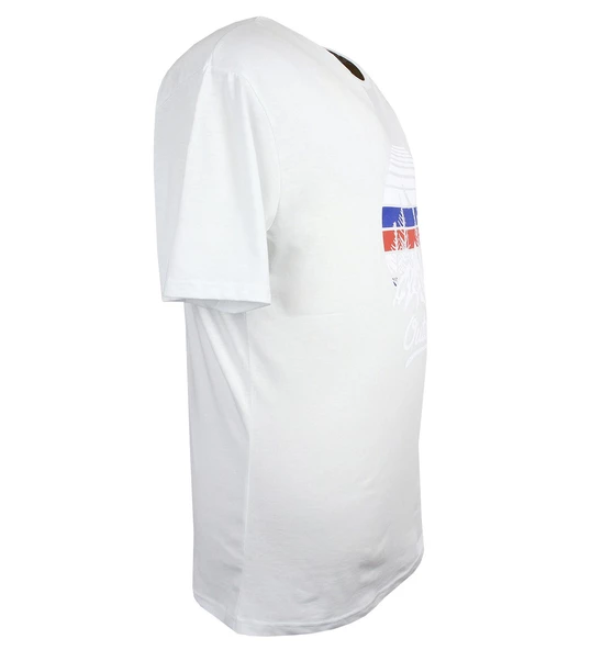 Baskılı Erkek Büyük Beden Bisiklet Yaka Tişört Beyaz - 5