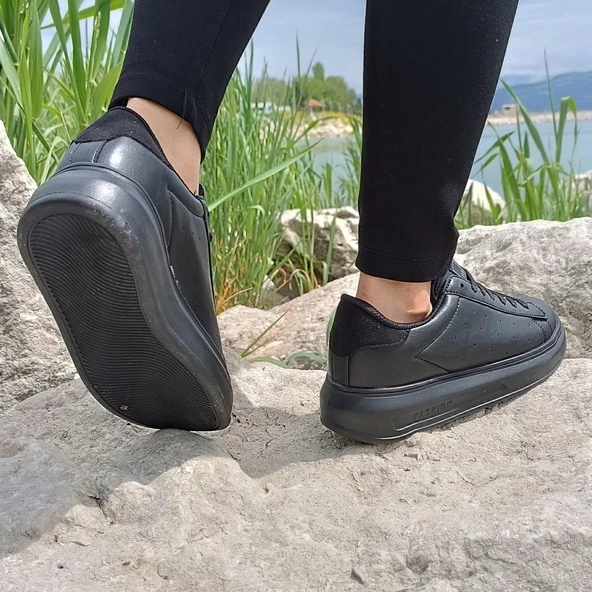 Darkstep 156 Siyah-Siyah Fuspetli Sneaker Düz Taban Spor Ayakkabı - 6