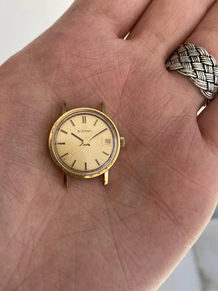 Eterna 23.7 mm Deri Kordon 14K Altın Kadın Kol Saati 2.El - Resim 2
