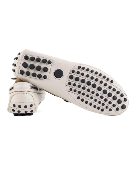 Side Bej Hakiki Deri Erkek Loafer Ayakkabı - Resim 3