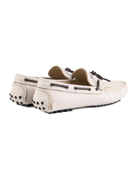 Side Bej Hakiki Deri Erkek Loafer Ayakkabı - Resim 4