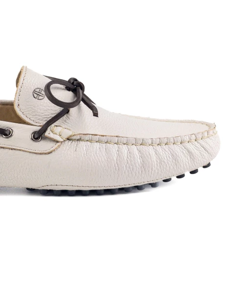 Side Bej Hakiki Deri Erkek Loafer Ayakkabı - Resim 5