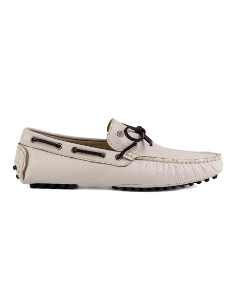 Side Bej Hakiki Deri Erkek Loafer Ayakkabı ürün görseli