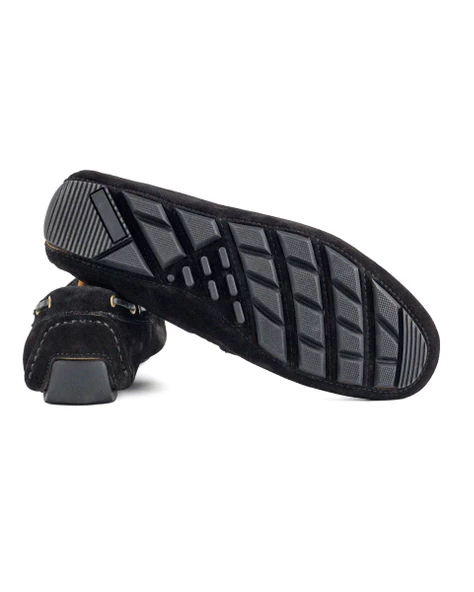 Cunda Siyah Hakiki Süet Deri Erkek Loafer Ayakkabı - Resim 3