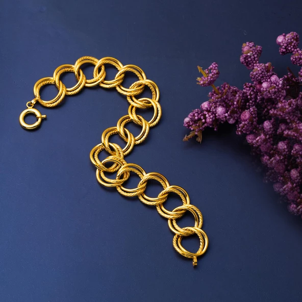 Burgu Halkalı Samanyolu Altın Bileklik 14 Ayar - Resim 5