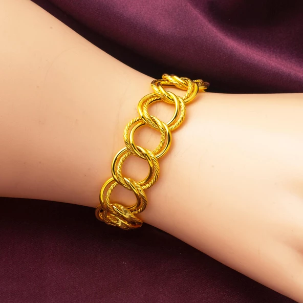 Burgu Halkalı Samanyolu Altın Bileklik 14 Ayar - Resim 2