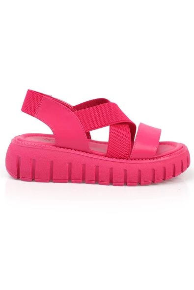 Minga Ortopedik Yüksek Taban Pembe Kadın Sandalet - Resim 3